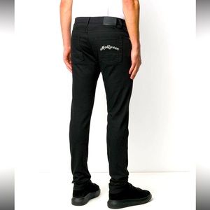 ALEXANDER MCQUEEN BLACK LOGO EMBROIDERED JEANS SIZE 34 BRAND NEW